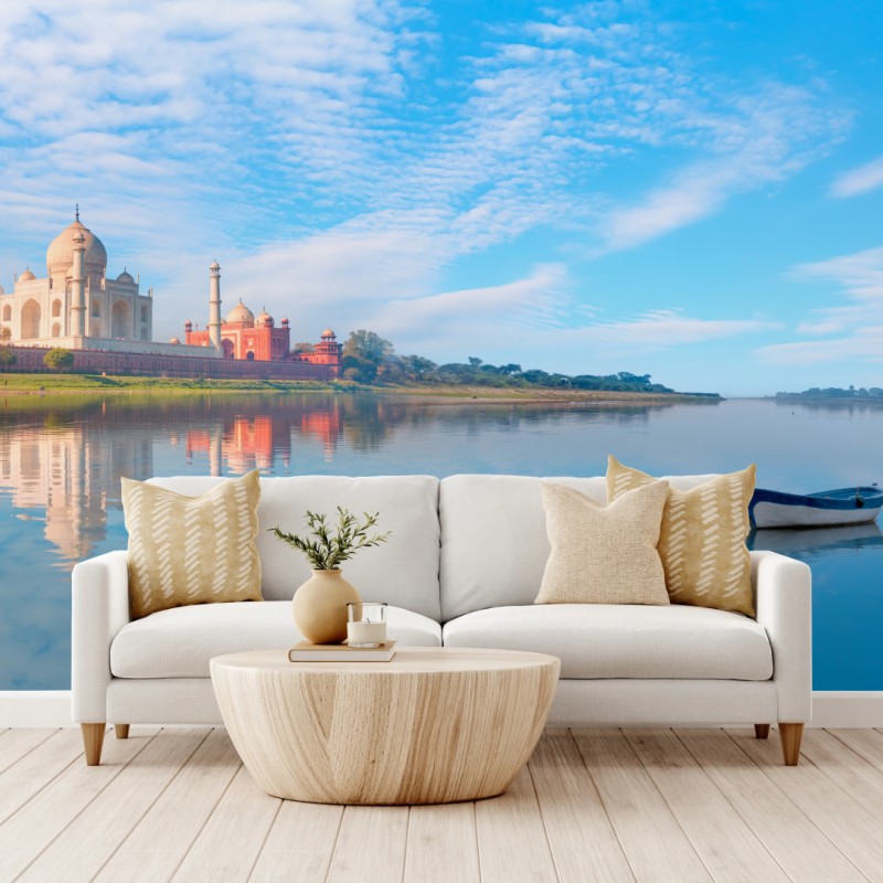 Carta da parati riflessi del Taj Mahal all'alba