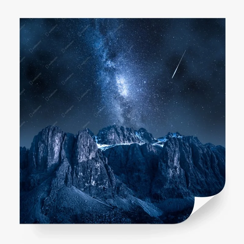 Carta da parati notte stellata con la Via Lattea su Passo Gardena, Dolomiti