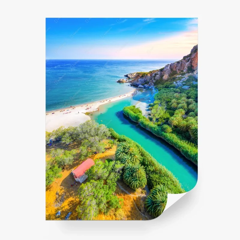 Carta da parati baia turchese con palme e spiaggia dorata