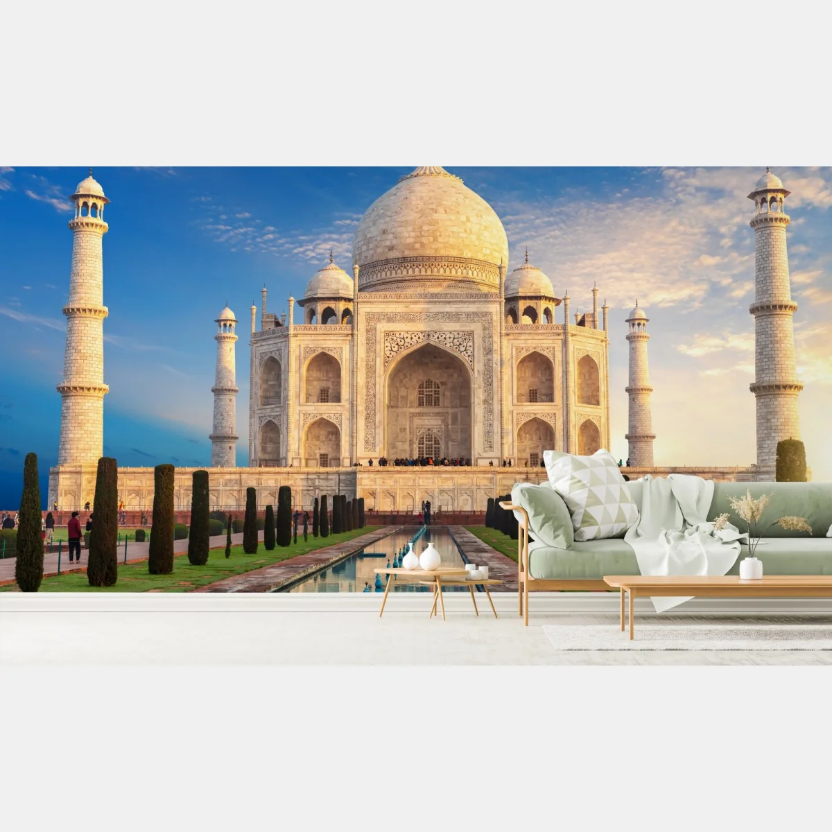 Carta da parati Taj Mahal all'alba: capolavoro di marmo • Wallissimo® Carta da parati Taj Mahal all'alba: capolavoro di marmo • Wallissimo®