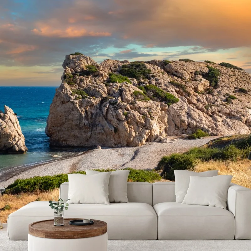Carta da parati tramonto sulla Petra tou Romiou, Cipro