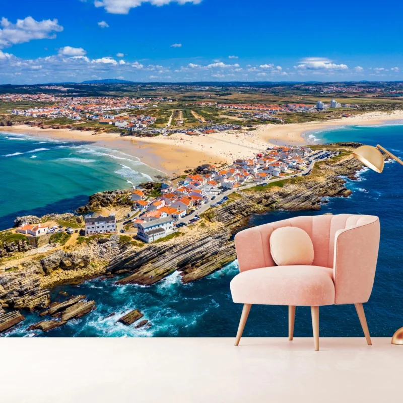 Carta da parati Baleal: vista aerea della costa del Portogallo