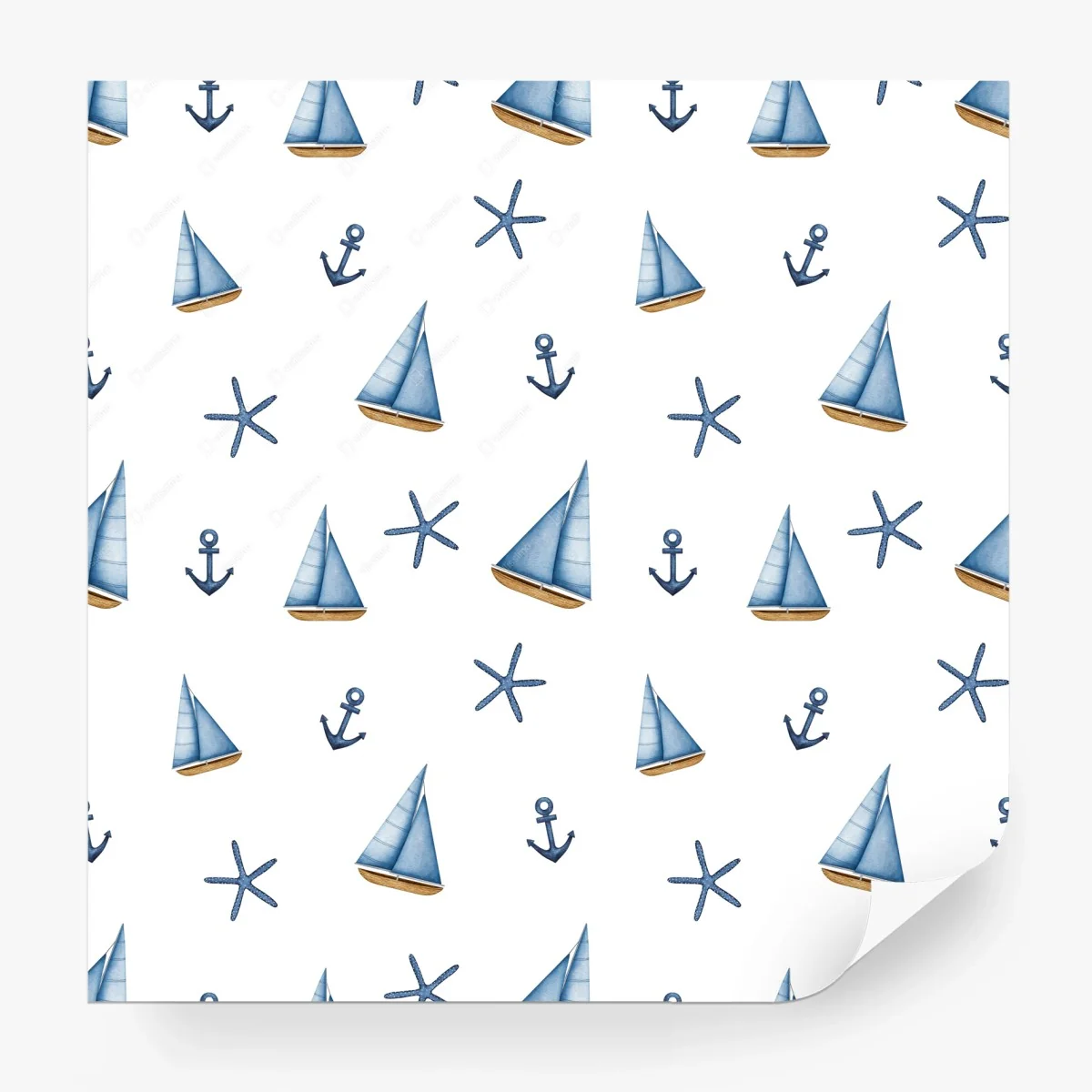 Carta da parati motivo nautico acquerellato con barche a vela • Wallissimo® Carta da parati motivo nautico acquerellato con barche a vela • Wallissimo®