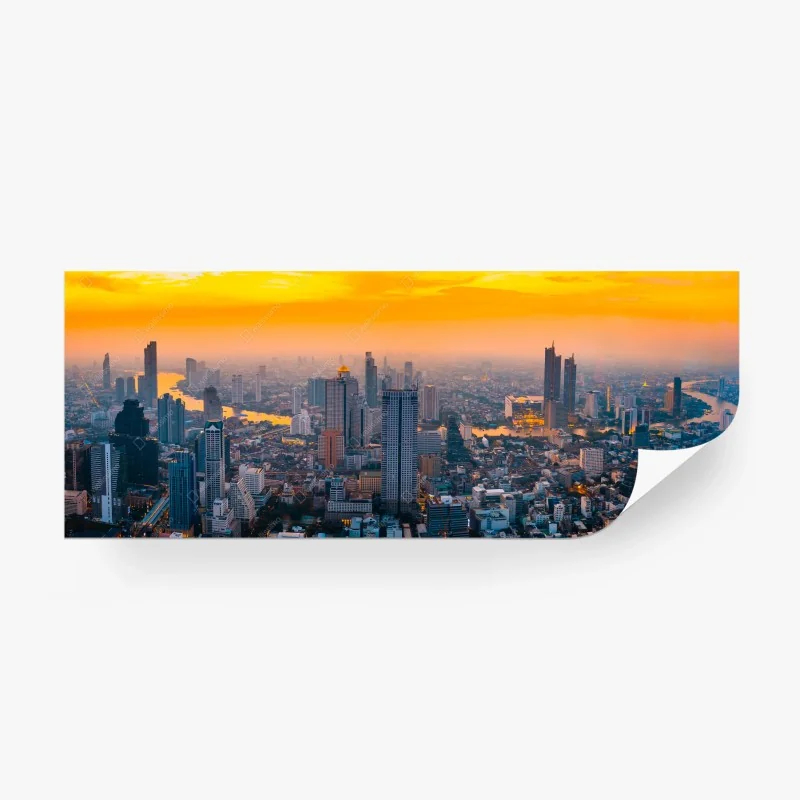 Carta da parati tramonto dorato sulla metropoli
