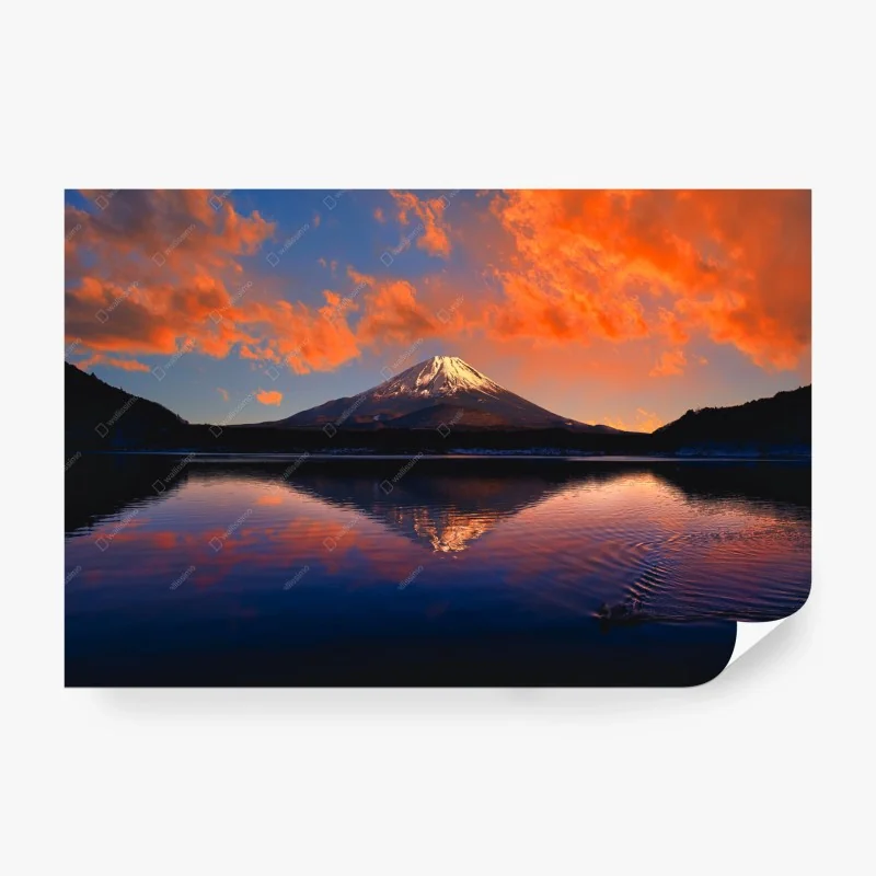 Carta da parati tramonto fiammeggiante sul Monte Fuji