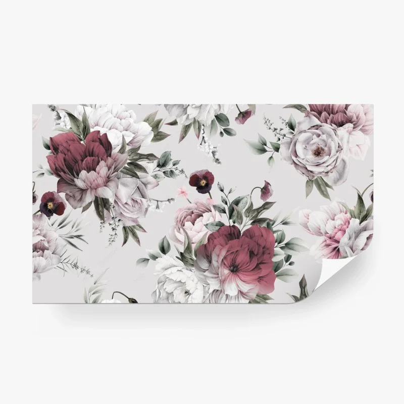 Carta da parati elegante motivo di peonie acquerellate