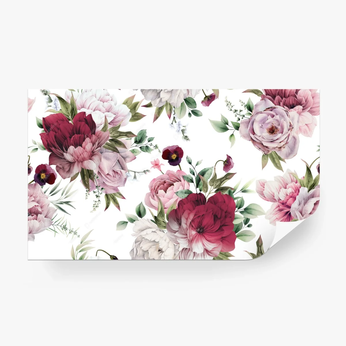 Carta da parati motivo di peonie acquerellate su sfondo chiaro • Wallissimo® Carta da parati motivo di peonie acquerellate su sfondo chiaro • Wallissimo®