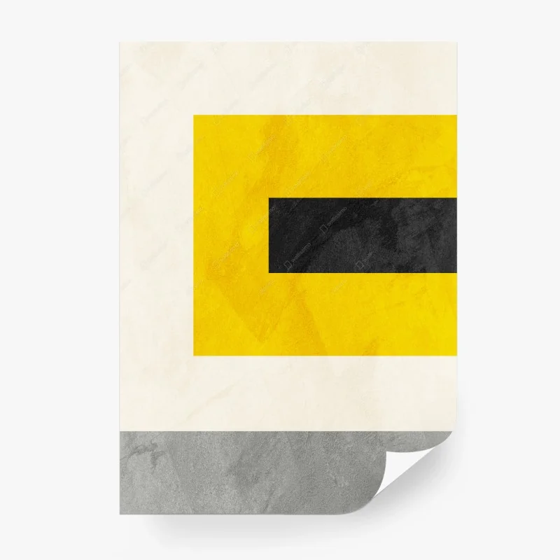 Carta da parati composizione geometrica gialla e nera