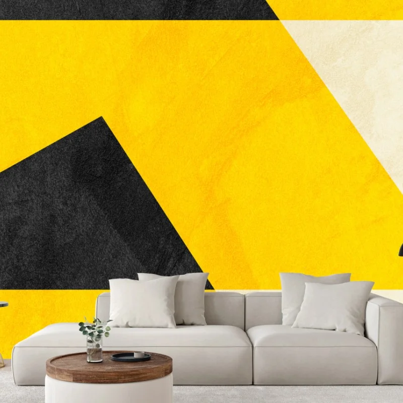 Carta da parati geometrie audaci in giallo e nero • Wallissimo® Carta da parati geometrie audaci in giallo e nero • Wallissimo®