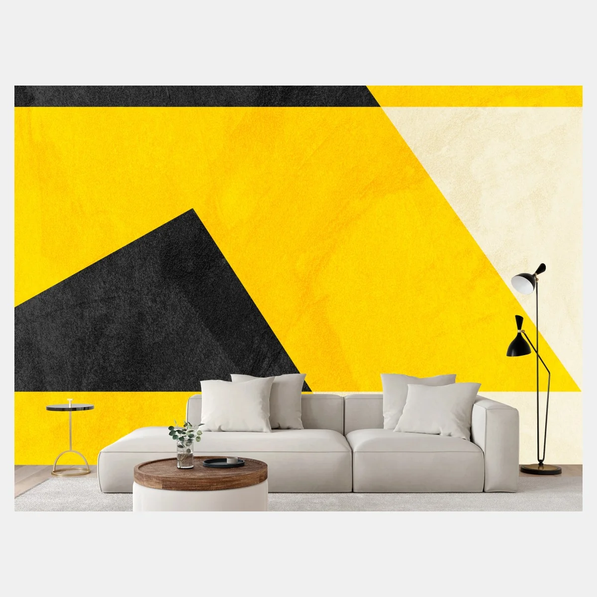 Carta da parati geometrie audaci in giallo e nero • Wallissimo® Carta da parati geometrie audaci in giallo e nero • Wallissimo®