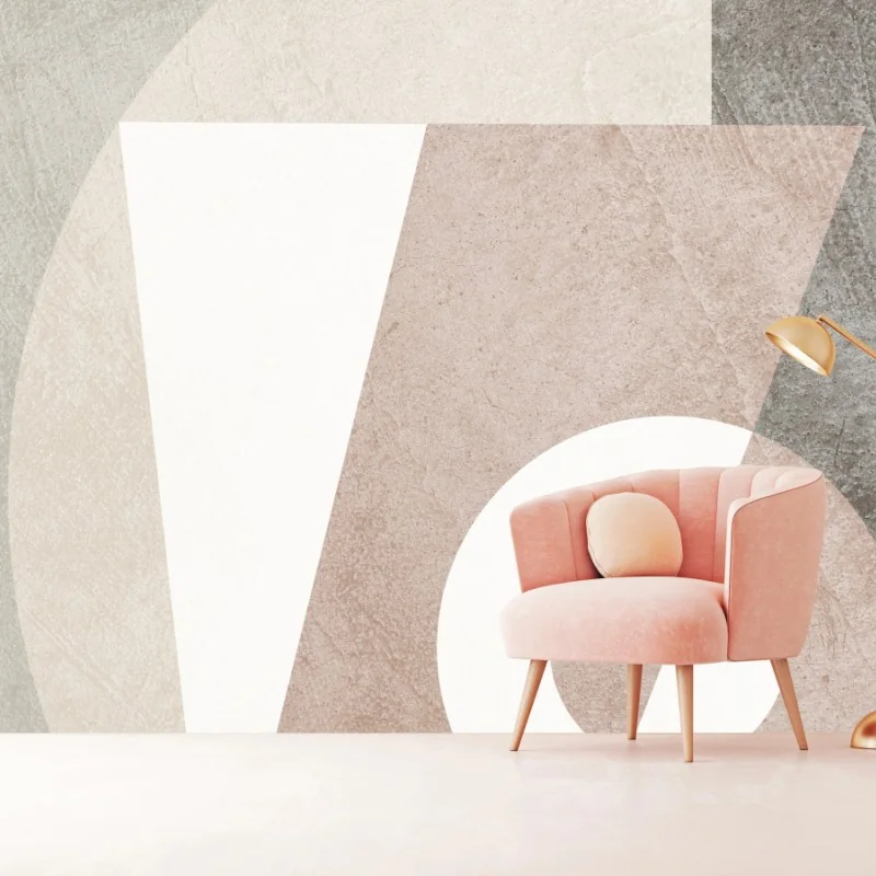 Carta da parati composizione geometrica in toni neutri