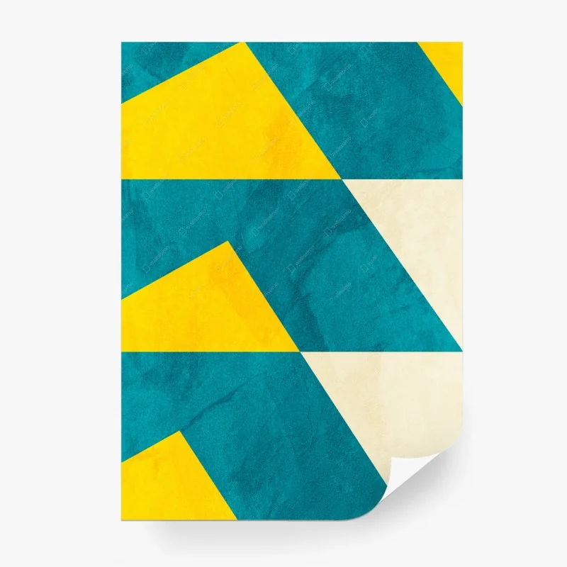 Carta da parati motivo geometrico in turchese e giallo