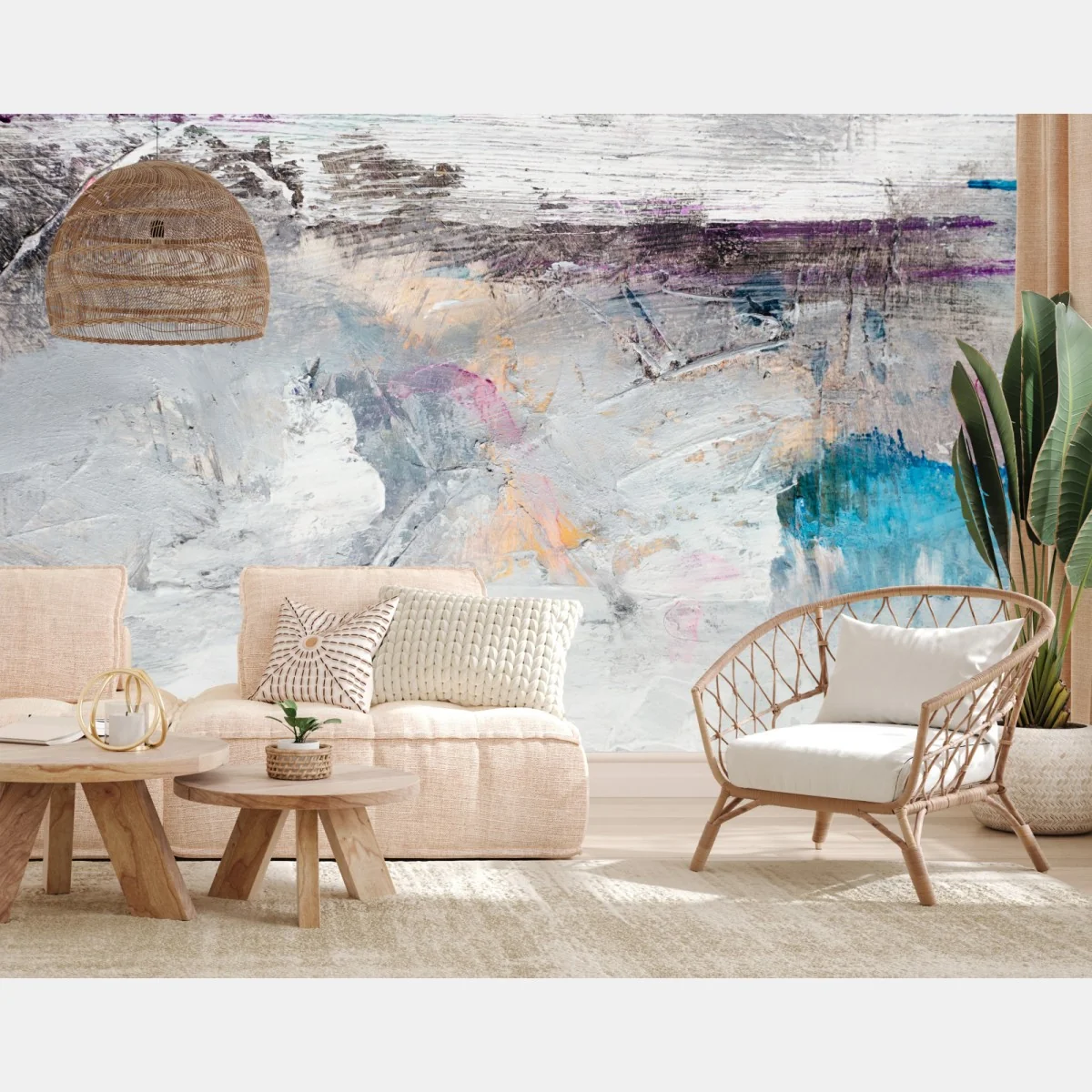 Carta da parati composizione astratta in texture pastello • Wallissimo® Carta da parati composizione astratta in texture pastello • Wallissimo®