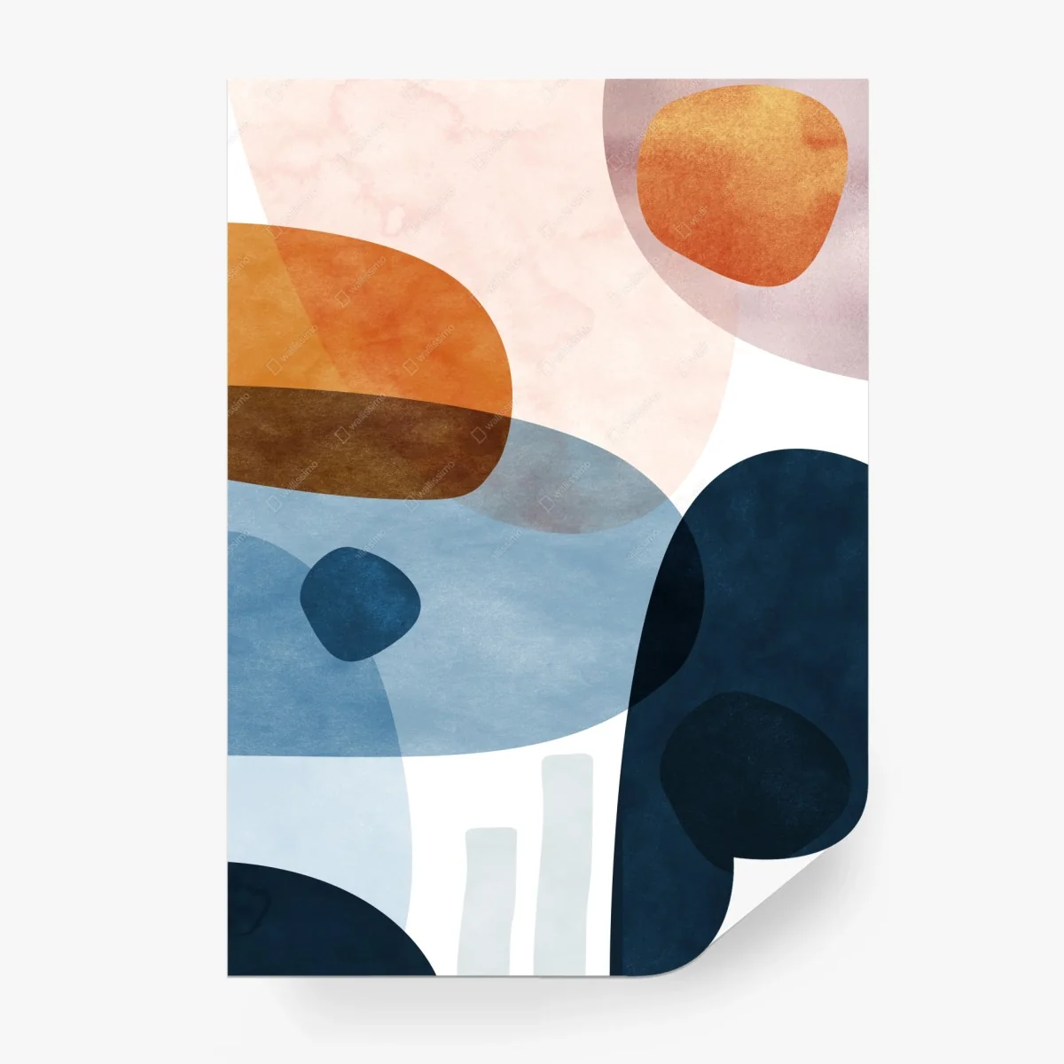 Carta da parati composizione astratta toni blu e arancio • Wallissimo® Carta da parati composizione astratta toni blu e arancio • Wallissimo®