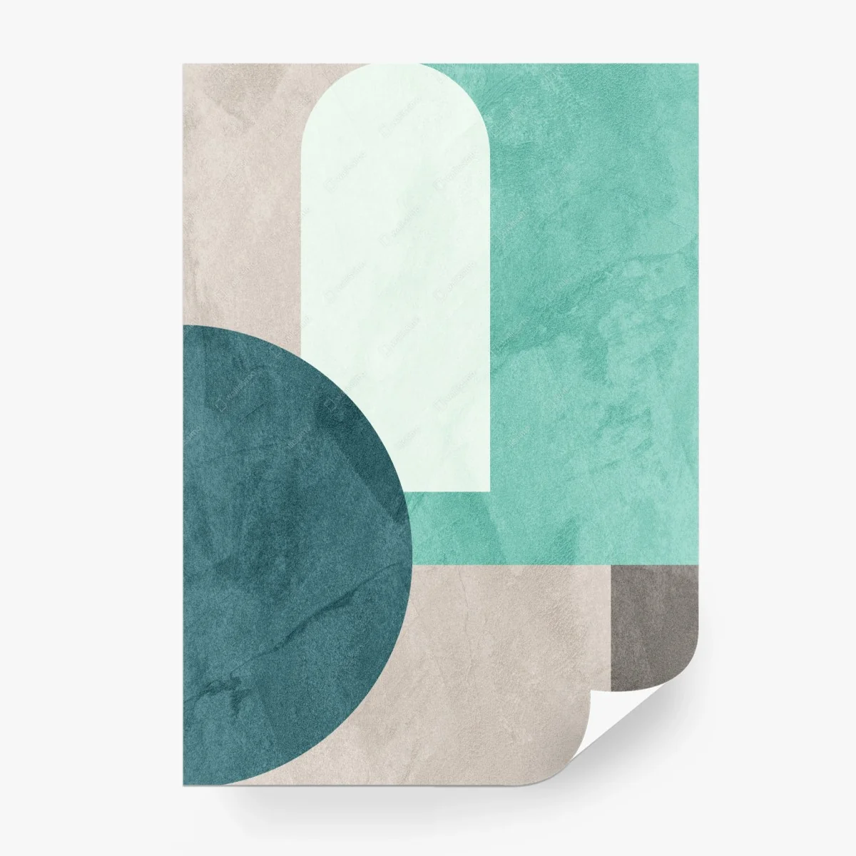 Carta da parati composizione geometrica in toni acqua e crema • Wallissimo® Carta da parati composizione geometrica in toni acqua e crema • Wallissimo®