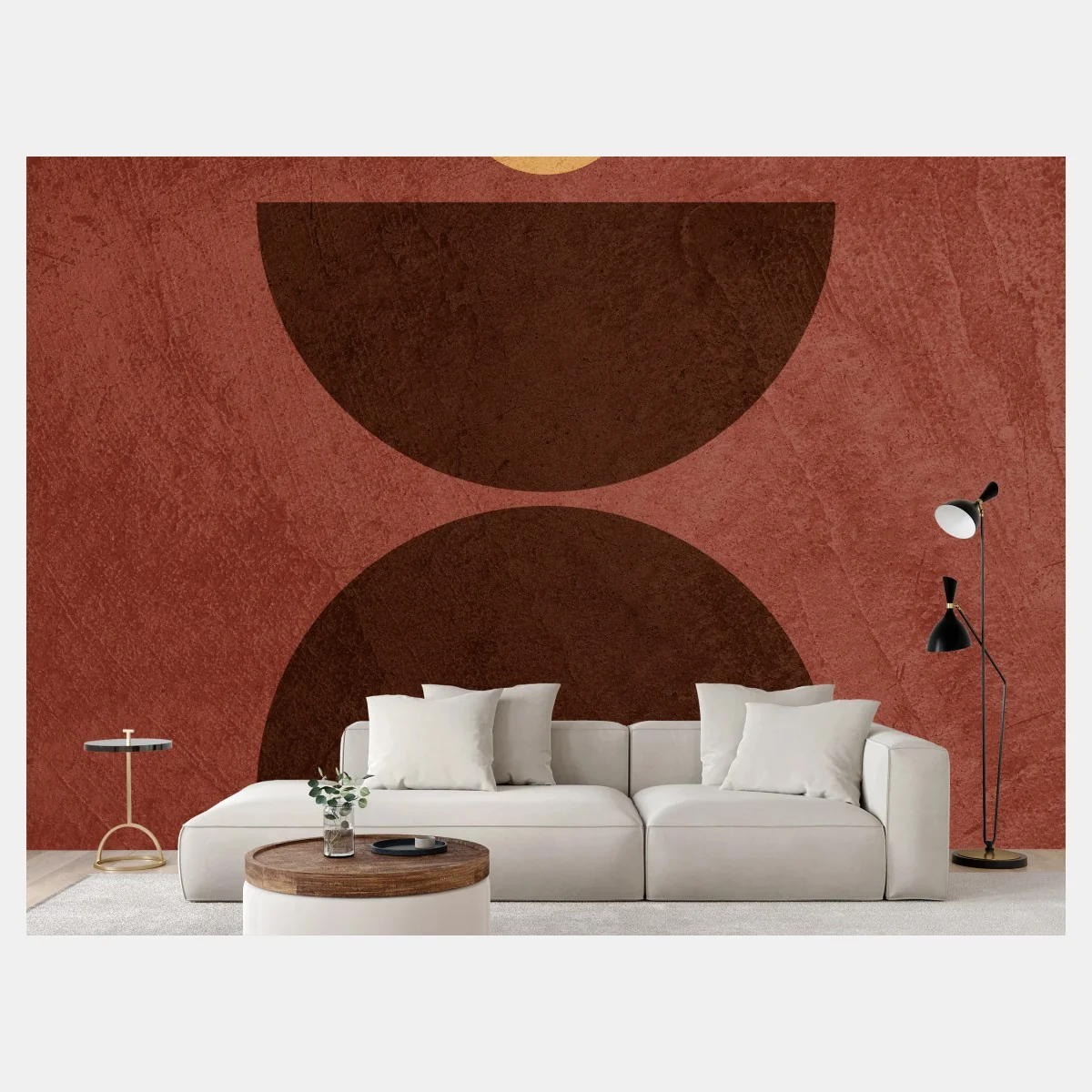 Carta da parati equilibrio geometrico in tonalità terracotta • Wallissimo® Carta da parati equilibrio geometrico in tonalità terracotta • Wallissimo®