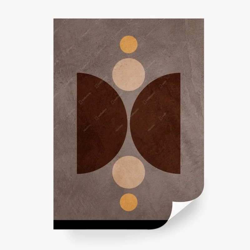 Carta da parati composizione geometrica marrone e ocra