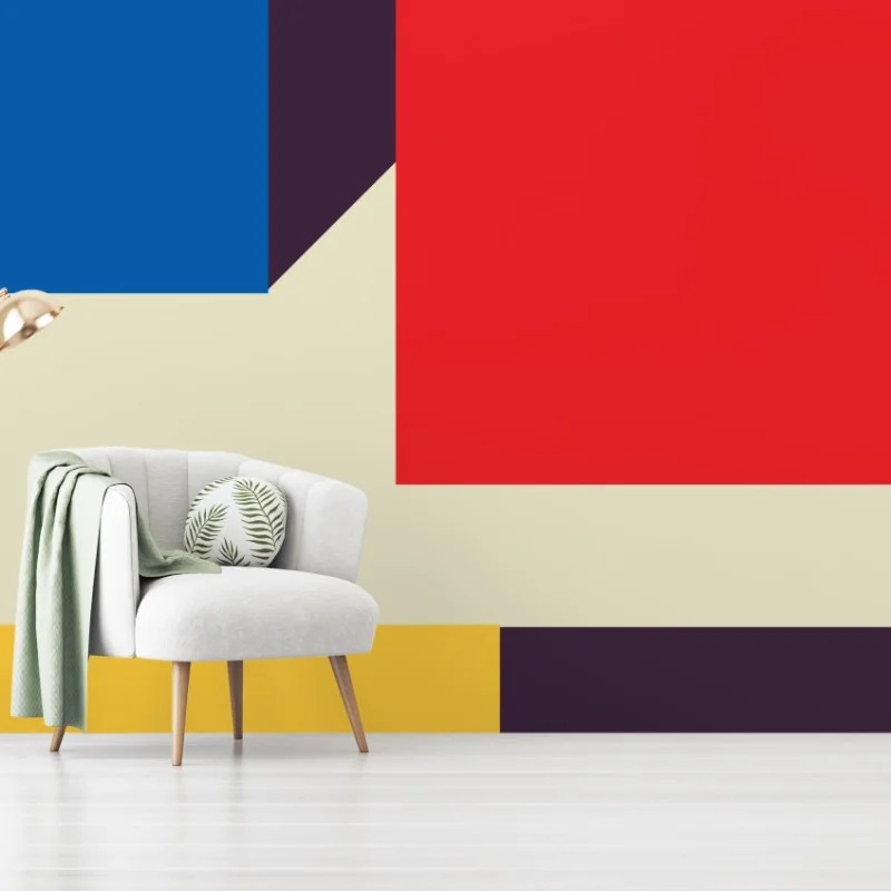 Carta da parati composizione geometrica in prospettiva stile Mondrian e Kandinsky • Wallissimo®