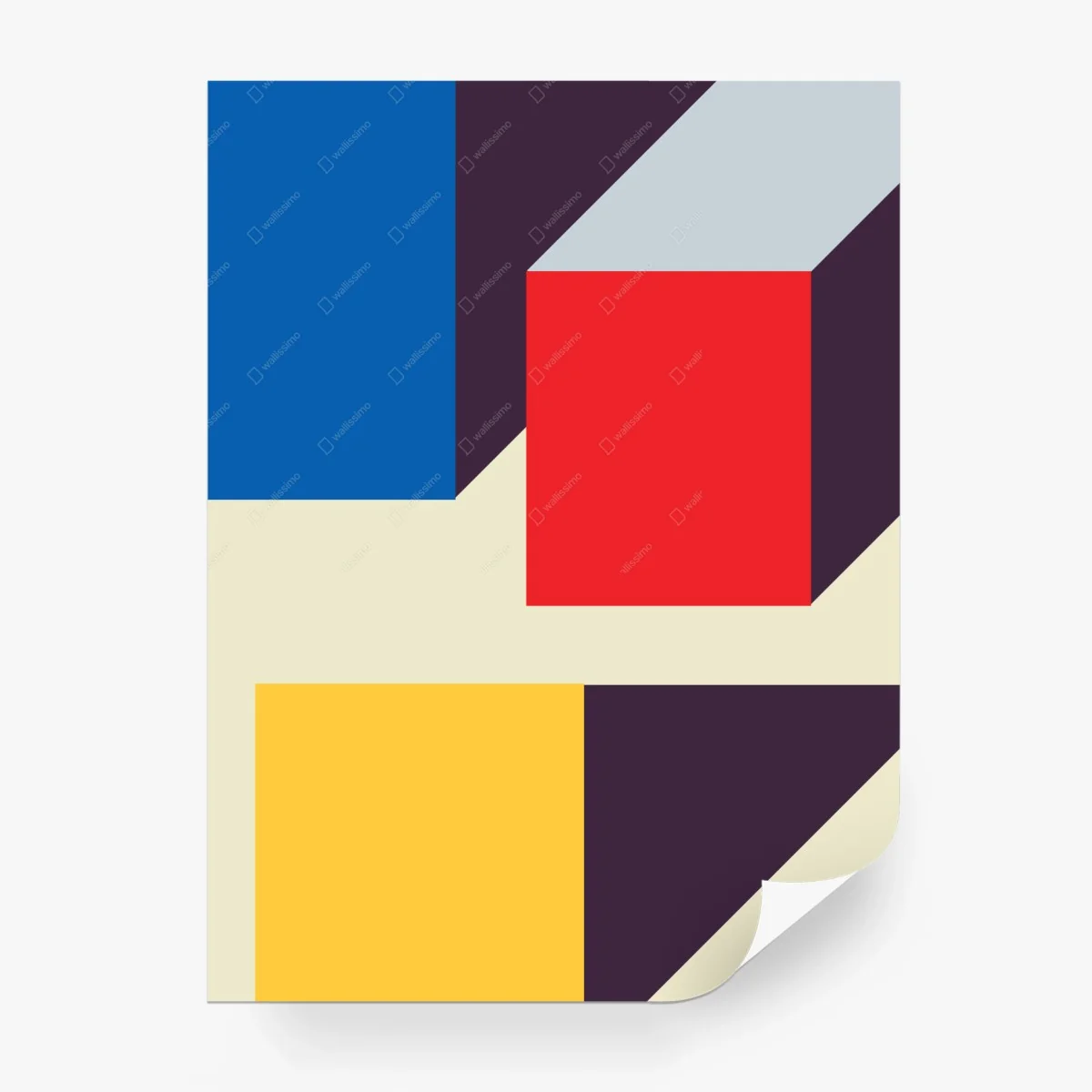 Carta da parati composizione geometrica in prospettiva stile Mondrian e Kandinsky • Wallissimo®