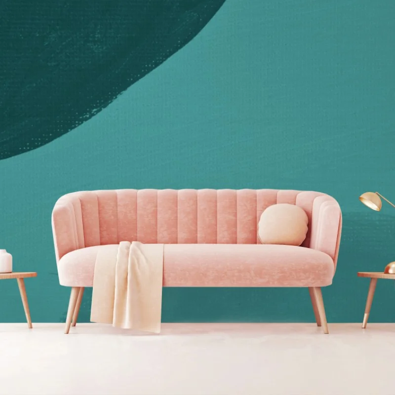 Carta da parati composizione organica verde pastello