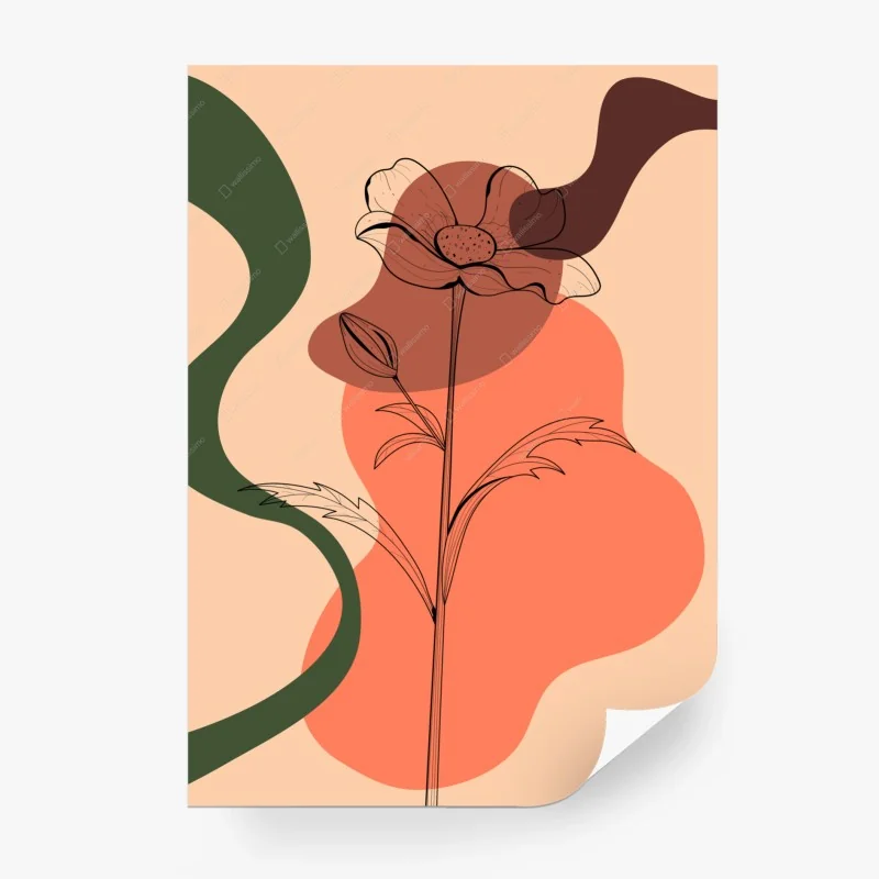 Carta da parati fiore minimale su sfondo organico