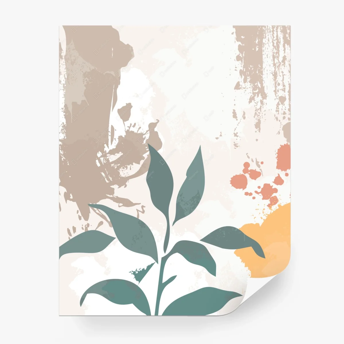 Carta da parati grafica botanica astratta dai toni pastello • Wallissimo® Carta da parati grafica botanica astratta dai toni pastello • Wallissimo®