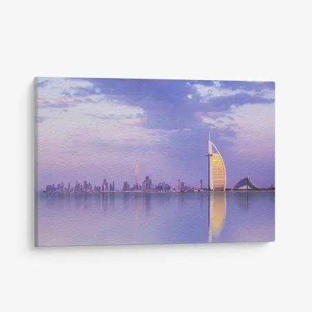 Quadro su tela orizzonte di Dubai al tramonto • Wallissimo®