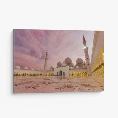 Quadro su tela moschea di Abu Dhabi al crepuscolo • Wallissimo®