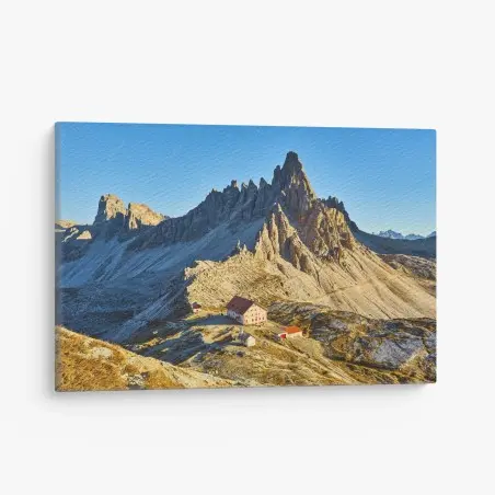 Quadro su tela rifugio solitario nelle Dolomiti • Wallissimo®