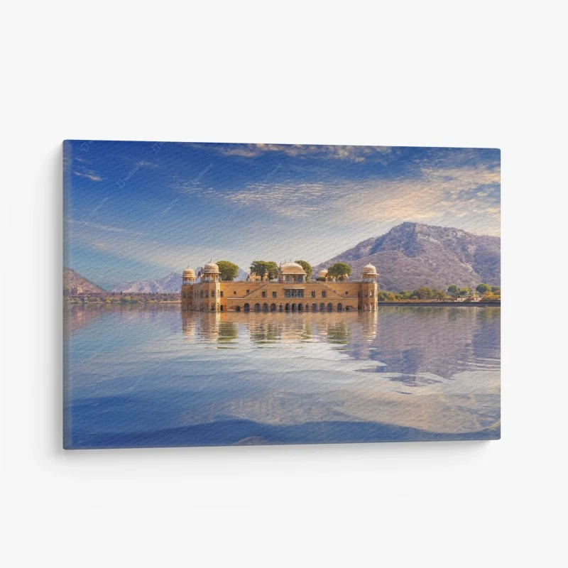 Quadro su tela vista serena del Jal Mahal sul lago