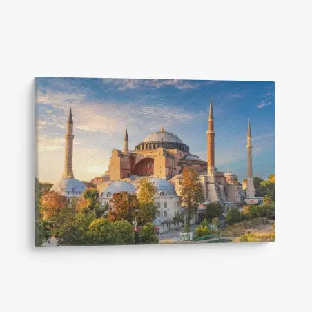 Quadro su tela tramonto sulla Hagia Sophia di Istanbul • Wallissimo®