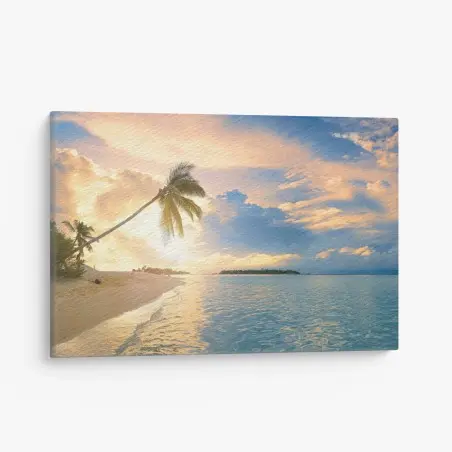 Quadro su tela tramonto tropicale alle Maldive • Wallissimo®
