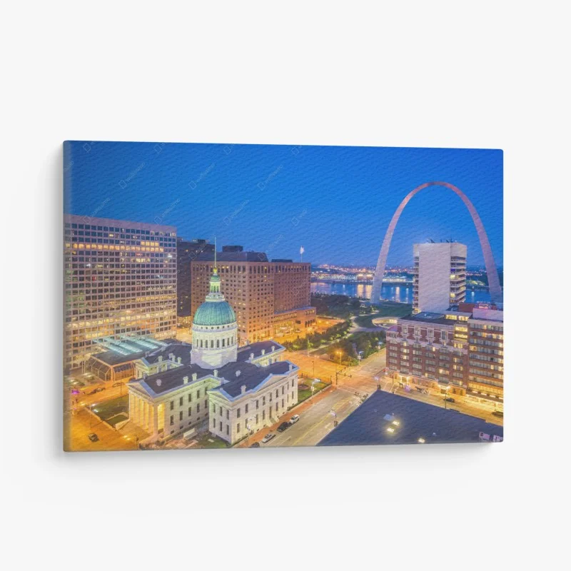 Quadro su tela notte sullo skyline di St. Louis con l'arco