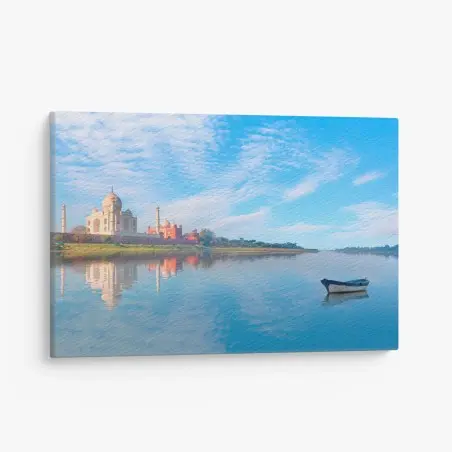 Quadro su tela riflessi del Taj Mahal all'alba • Wallissimo®