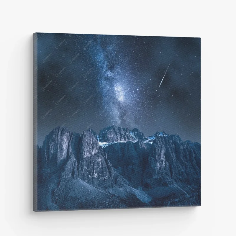 Quadro su tela notte stellata con la Via Lattea su Passo Gardena, Dolomiti