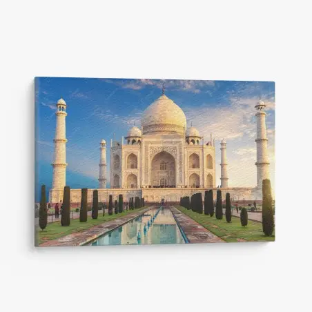 Quadro su tela Taj Mahal all'alba: capolavoro di marmo • Wallissimo®