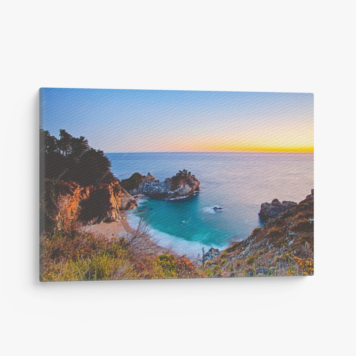 Quadro su tela baia rocciosa al tramonto • Wallissimo®
