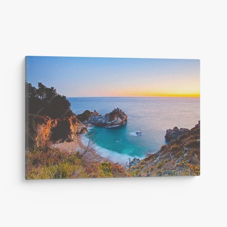 Quadro su tela baia rocciosa al tramonto • Wallissimo®