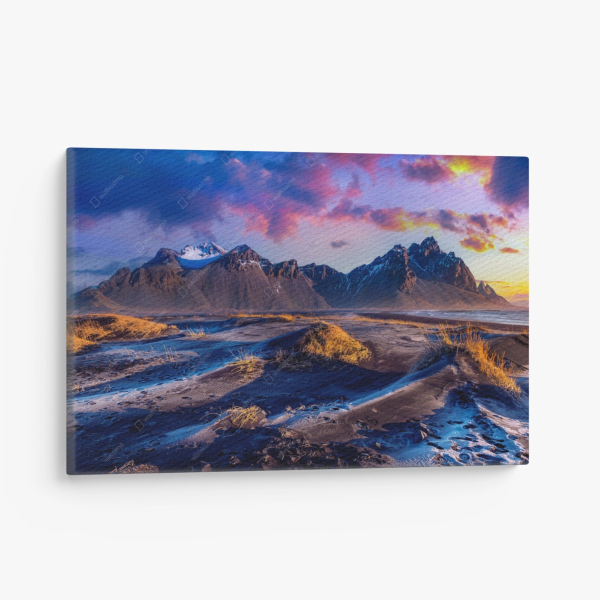 Quadro su tela magica alba su Vestrahorn: panorama islandese • Wallissimo®