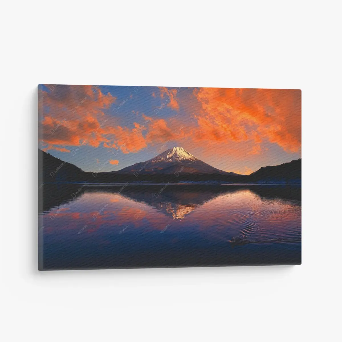 Quadro su tela tramonto fiammeggiante sul Monte Fuji • Wallissimo®