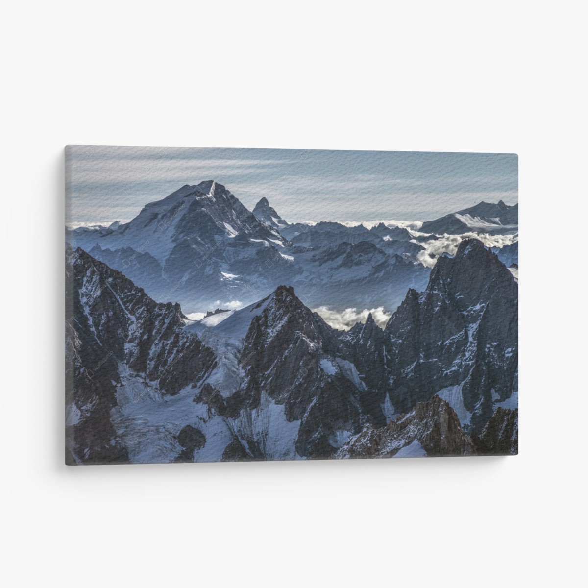 Quadro su tela panorama di vette innevate • Wallissimo®