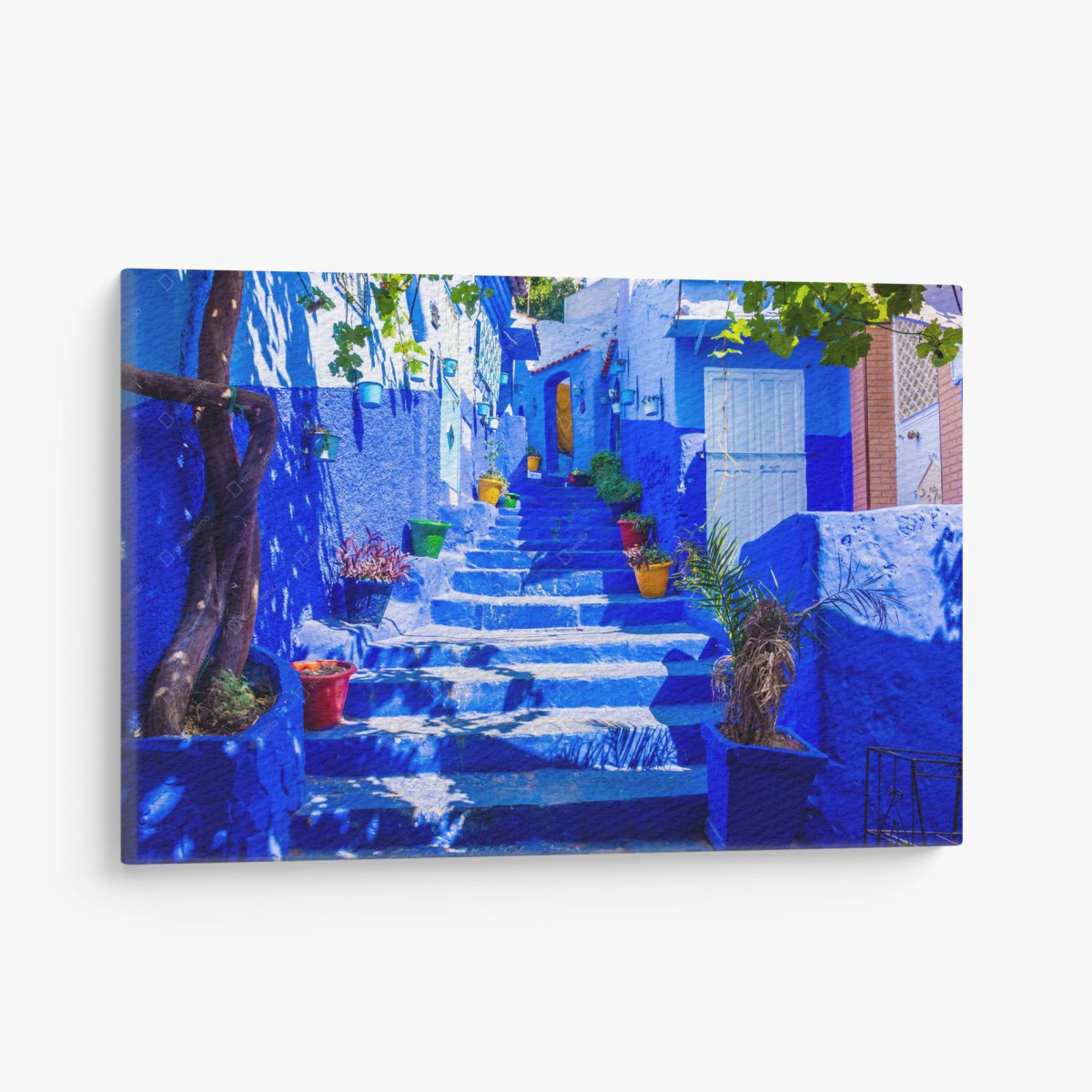 Quadro su tela scalinata blu di Chefchaouen • Wallissimo®