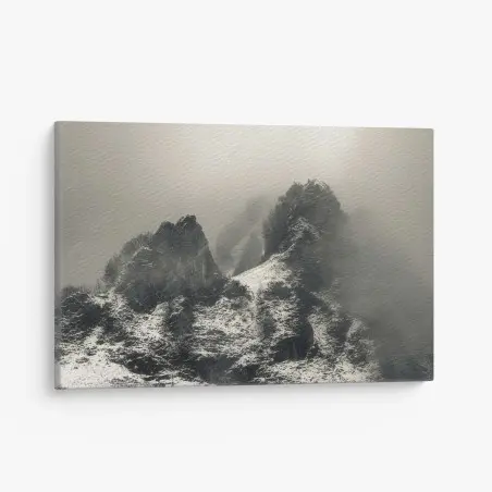 Quadro su tela panorama montano avvolto nella nebbia • Wallissimo®