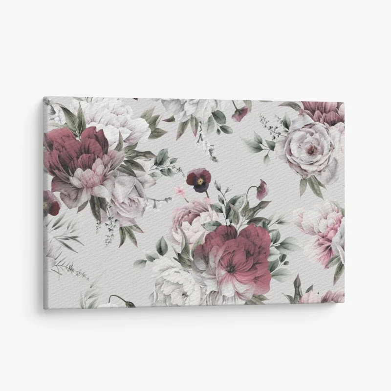 Quadro su tela elegante motivo di peonie acquerellate