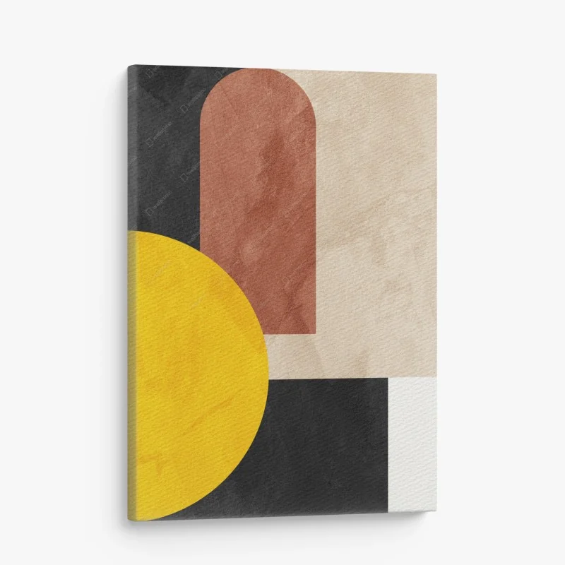 Quadro su tela composizione geometrica minimalista con cerchio giallo