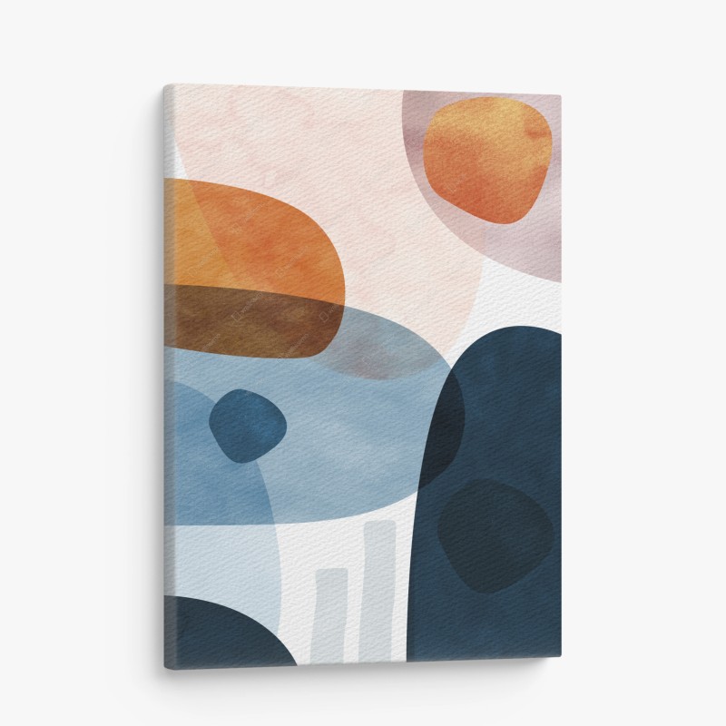 Quadro su tela composizione astratta toni blu e arancio