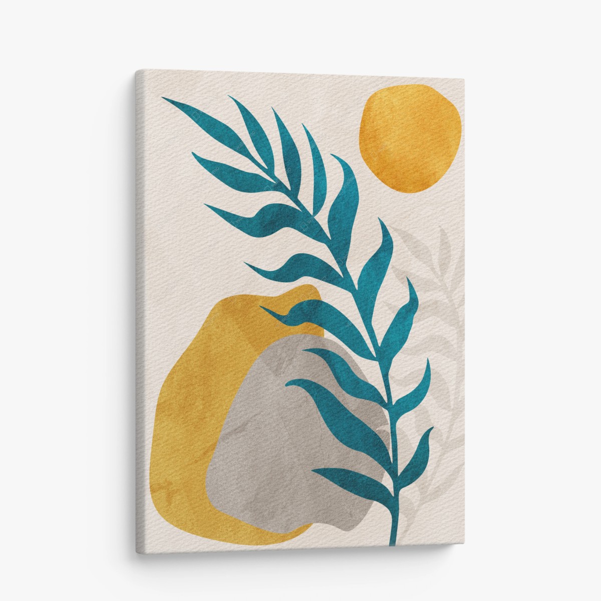 Quadro su tela composizione botanica astratta con foglie turchesi • Wallissimo® Quadro su tela composizione botanica astratta con foglie turchesi • Wallissimo®