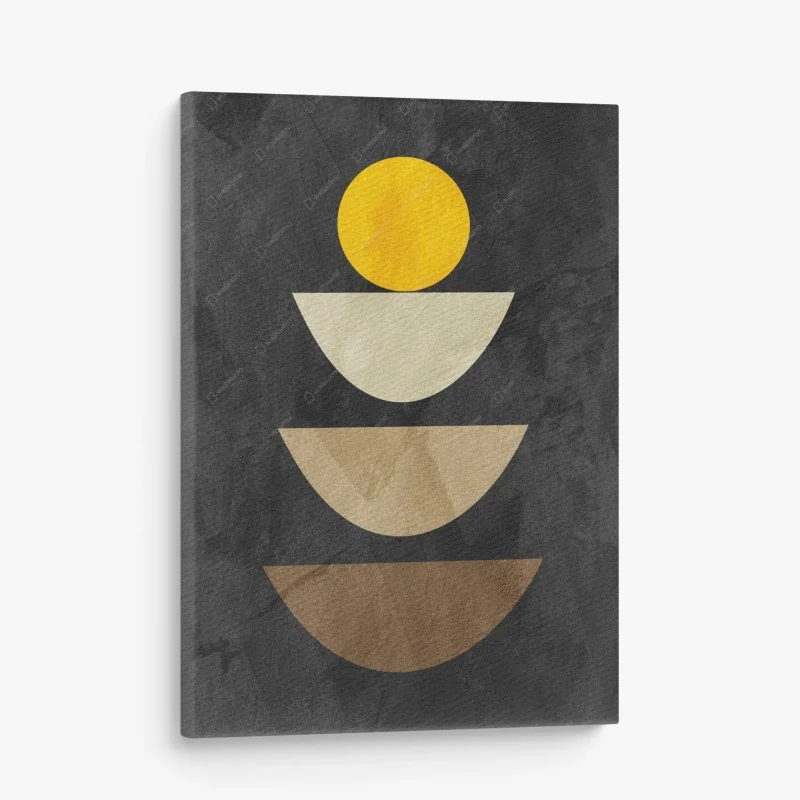 Quadro su tela equilibrio geometrico in ocra e terre