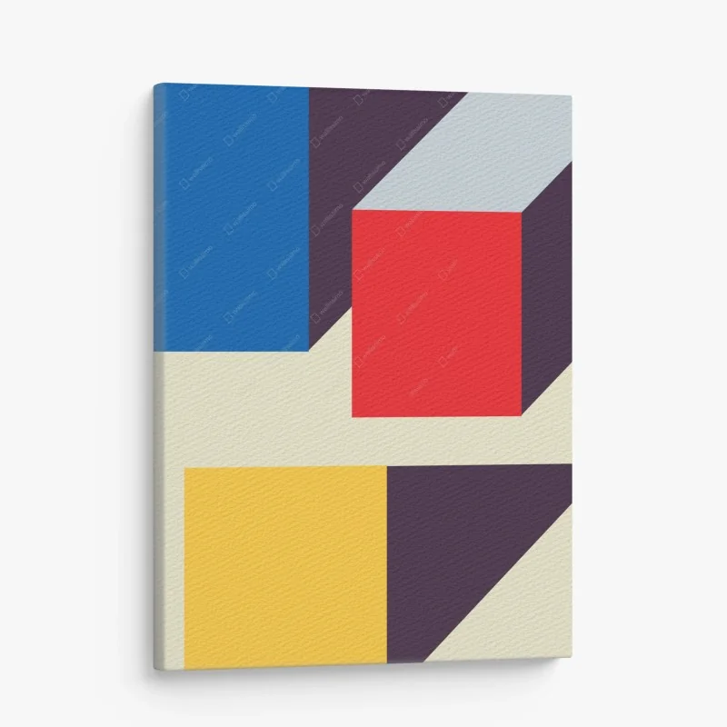 Quadro su tela composizione geometrica in prospettiva stile Mondrian e Kandinsky
