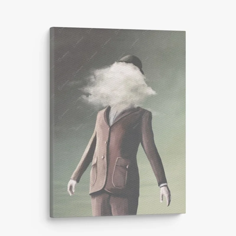 Quadro su tela uomo con la testa di nuvola